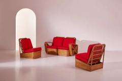 Paul Frankl A four seat rattan and fabric sectional sofa in the style of Paul Theodore Frank - 3485310