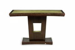 Paul Frankl American Art Deco Mahogany and Green Leather Extendable Console Tabl - 4630915
