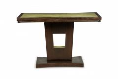 Paul Frankl American Art Deco Mahogany and Green Leather Extendable Console Tabl - 4630918