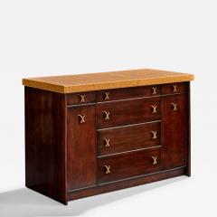Paul Frankl Cabinet with Mahogany Brass and Cork USA 1950s - 4787147