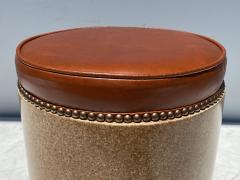 Paul Frankl Cork Side Table or Stool in Cognac Leather - 1499246