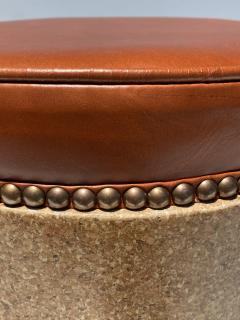 Paul Frankl Cork Side Table or Stool in Cognac Leather - 1499247