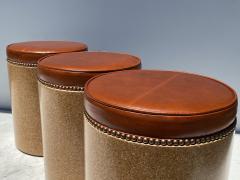Paul Frankl Cork Side Table or Stool in Cognac Leather - 1499252