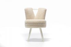 Paul Frankl Custom Vanity Stool in Ivory Cream Shearling with Leather Trim - 1978708