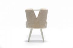 Paul Frankl Custom Vanity Stool in Ivory Cream Shearling with Leather Trim - 1978709