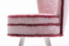 Paul Frankl Custom Vanity Stool in Pink Shearling with Burgundy Trim - 1976317