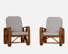 Paul Frankl Fake pair of bamboo and rattan armchairs France circa 1960 - 4334429