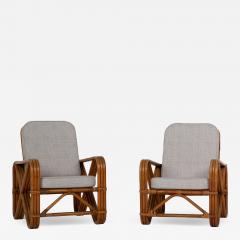 Paul Frankl Fake pair of bamboo and rattan armchairs France circa 1960 - 4335481