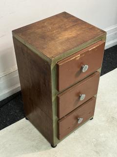 Paul Frankl MODERNIST ART DECO CORAL LEATHER BURLWOOD NIGHTSTAND - 3555083