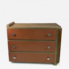 Paul Frankl MODERNIST STREAMLINE ART DECO CORAL LEATHER BURLWOOD CHEST OF DRAWERS - 4401599