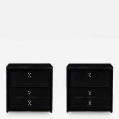 Paul Frankl Mid Century Ebonized Walnut Nickel X Form Pull Nightstands by Paul Frankl - 3527430