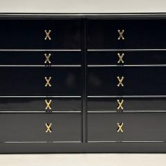 Paul Frankl Mid Century Modern Black Lacquer Paul Frankl Stamped John Stuart Double Dresser - 3385651