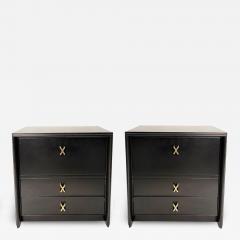 Paul Frankl Mid Century Modern Paul Frankl Nightstands Lacquered in Ebony Pair - 3469061