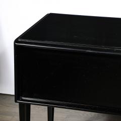 Paul Frankl Mid Century Modernist Ebonized Walnut Desk w Brass X Form Pulls by Paul Frankl - 3523588