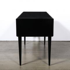 Paul Frankl Mid Century Modernist Ebonized Walnut Desk w Brass X Form Pulls by Paul Frankl - 3523616