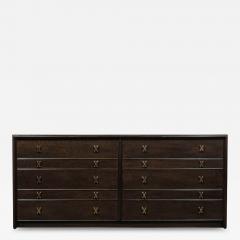 Paul Frankl Mid Century Modernist X Form Low Chest in Rich Brown Walnut by Paul Frankl - 3646336