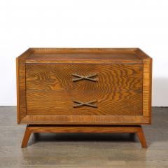 Paul Frankl Mid Century Paul Frankl Cerused Oak Chest of Drawers X Form Brass Pulls - 4792456