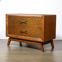 Paul Frankl Mid Century Paul Frankl Cerused Oak Chest of Drawers X Form Brass Pulls - 4792459
