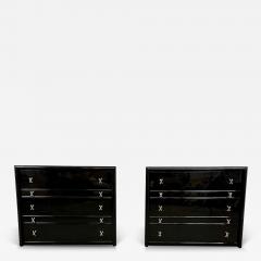 Paul Frankl Pair Mid Century Modern Commodes Nightstands Paul Frankl Style Ebony Lacquer - 3280170