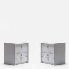 Paul Frankl Pair of 1950s Paul Frankl Nightstands Lacquered in Farrow Ball Pavilion Grey - 3444407
