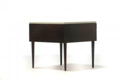 Paul Frankl Pair of Paul Frankl Cork Top Nightstands or End Tables in Dark Walnut and Ivory - 2283137