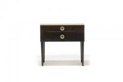 Paul Frankl Pair of Paul Frankl Cork Top Nightstands or End Tables in Dark Walnut and Ivory - 2283138