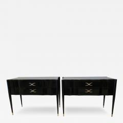 Paul Frankl Pair of Paul Frankl Ebonised Two Drawer Commodes Consoles - 4279202