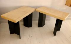 Paul Frankl Pair of Paul Frankl Ebonized Oak and Cork Console Tables - 1046972