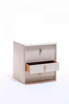 Paul Frankl Pair of Paul Frankl Ivory Lacquered Nightstands with Brass X Pulls circa 1950 - 1976171