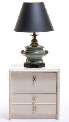 Paul Frankl Pair of Paul Frankl Ivory Lacquered Nightstands with Brass X Pulls circa 1950 - 1976172