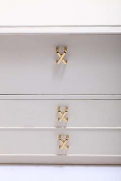 Paul Frankl Pair of Paul Frankl Ivory Lacquered Nightstands with Brass X Pulls circa 1950 - 1976174