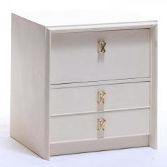 Paul Frankl Pair of Paul Frankl Ivory Lacquered Nightstands with Brass X Pulls circa 1950 - 1976175