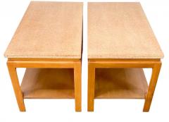 Paul Frankl Pair of Paul T Frankl for Johnson Cork Top Two Tier Side or End Tables 1950s - 3030997