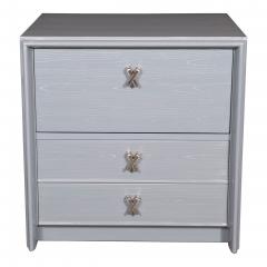 Paul Frankl Pair of Silver Cerused Nightstands End Tables Nickel X Fittings by Paul Frankl - 1522274