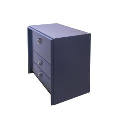 Paul Frankl Paul Frankl Bedside Tables in Blue Lacquer with Nickel X Pulls 1950s Signed  - 3920981