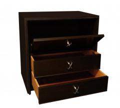 Paul Frankl Paul Frankl Pair of Dark Walnut Bedside Tables with X Pulls 1950s - 2032126