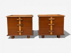 Paul Frankl Paul Frankl Rare Nightstands Mahogany Rock Maple Brass Leather USA 1950s - 4448767