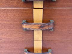 Paul Frankl Paul Frankl Rare Nightstands Mahogany Rock Maple Brass Leather USA 1950s - 4448768