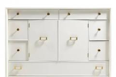 Paul Frankl Paul Frankl Tall Chest in White Chocolate Lacquer with Brass Hardware c 1950s - 4117959