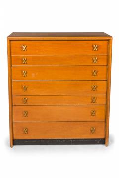 Paul Frankl Paul Frankl for Johnson Furniture Co Mid Century Walnut Six Drawer High Chests - 2792889