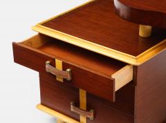 Paul Frankl Rare Kidney Desk in Mahogany Birch Leather and Brass by Paul Frankl - 2351105