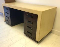Paul Frankl Rare Paul Frankl Cork and Mahogany Kneehole Desk - 2713749