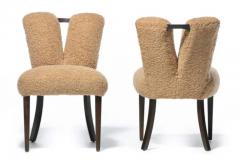 Paul Frankl Set of 14 Paul Frankl Corset Oak Dining Chairs for Brown Saltman in Latte Boucl  - 3495092