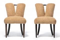 Paul Frankl Set of 14 Paul Frankl Corset Oak Dining Chairs for Brown Saltman in Latte Boucl  - 3495122