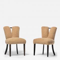 Paul Frankl Set of 14 Paul Frankl Corset Oak Dining Chairs for Brown Saltman in Latte Boucl  - 3496511