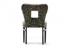 Paul Frankl Set of 8 Paul Frankl Dining Chairs in Zebra Cut Velvet with Gold Brocade c 1950 - 2101309