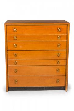 Paul Frankl for Johnson Furniture Co Mid Century Walnut Six Drawer High Chests - 4629743