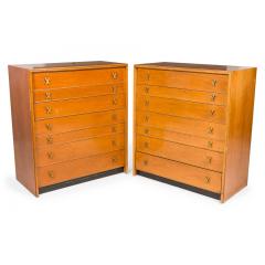 Paul Frankl for Johnson Furniture Co Mid Century Walnut Six Drawer High Chests - 4645126