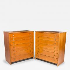 Paul Frankl for Johnson Furniture Co Mid Century Walnut Six Drawer High Chests - 4645127