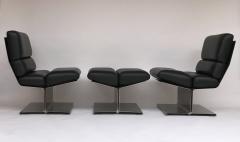 Paul Geoffroy Pair of Lounge Chairs and Ottoman by Paul Geoffroy for Uginox France 1970s - 519578